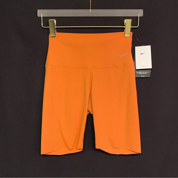 NIKE Zenvy High Waisted 8” Biker Shorts — SMALL — Raw Sienna Orange - NWT - Picture 1 of 8
